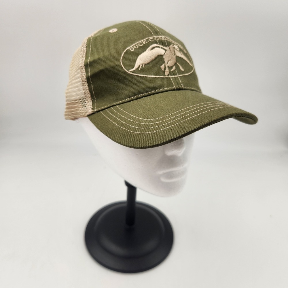 Duck Commander Trucker Hat Mens Olive‎ Green Tan Mesh Adjustable Duck Logo Cap
